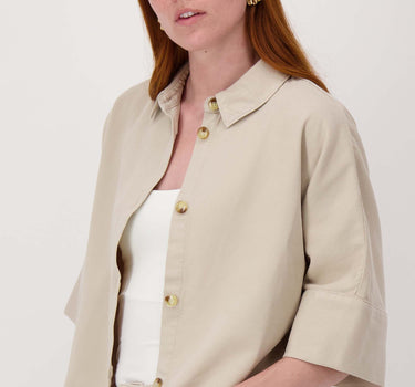 cropped boxy-fit blouse | soft sand