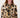 Stitched-down collar blouse with print | chocolate / sand / light pink