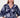 batwing blouse with print | summer navy / off-white