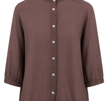 Ramie-Ballonbluse | Dark Sand