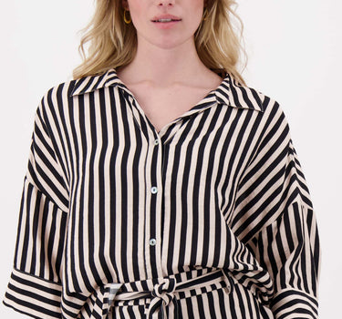 streep blouse 1/2 mouw | soft kit / zwart