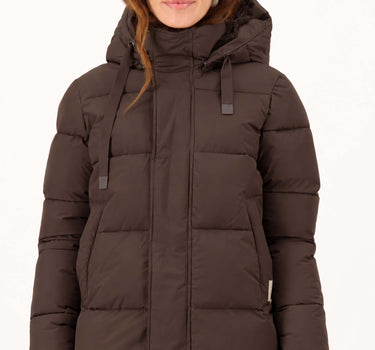 korte bubblecoat met teddy details | dark choco