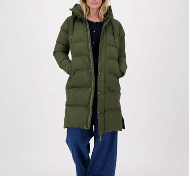 lange bubblecoat met teddy details | dark green