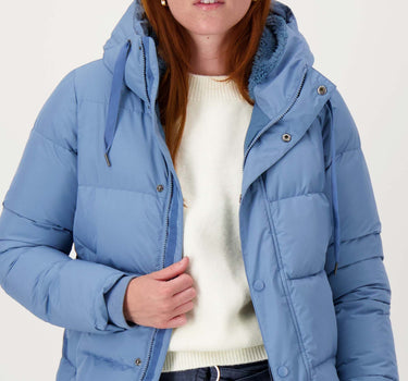 korte bubblecoat met teddy details | iceblue