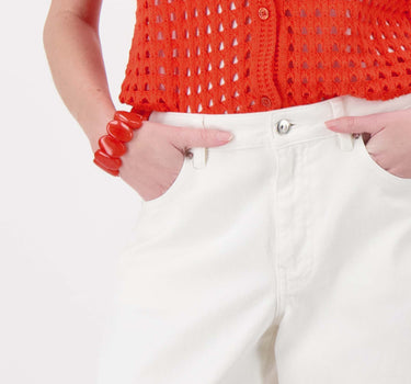elastieken brede kralen armband | coral