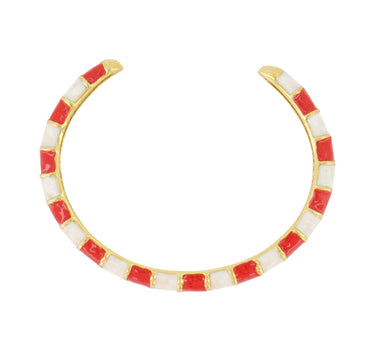 bracelet bangle stripe | white / red