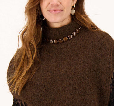 hart ketting met parels | hazelnut