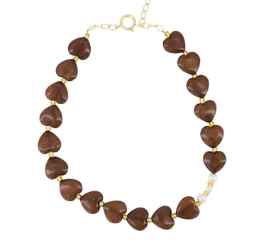 heart necklace with pearls | hazelnut