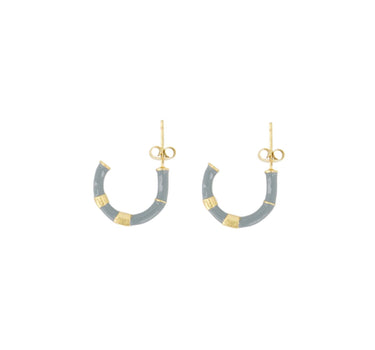 Ohrringe mit Streifen | Graublau / Gold