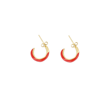 hoop earrings with stripes | orange-red / gold