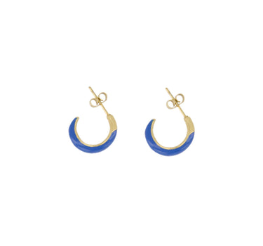oorringen met streep | zomerblauw / goud