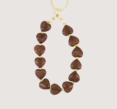 sleutelhanger met hartjes en parels | hazelnut