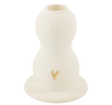 Ceramic Heart-Shaped Candle Holder, Organic | White / Gold