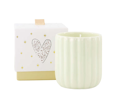 Duftkerze aus Keramik in einer Herzschachtel, beige | beige