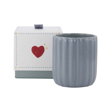 geurkaars keramiek in doosje hartje grijsblauw | ash blue