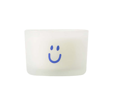 geurkaarsje glas smiley wit/blauw | white / blue