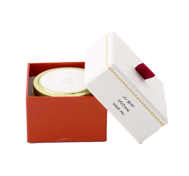 geurkaarsje tinnen in doosje speciaal wit/rood | white / red