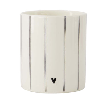 geurkaars keramiek strepen / hartje M | zand / antracietgrijs