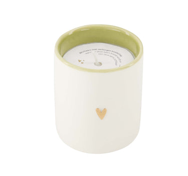 Scented ceramic candle "Forever in My Heart" | white / brown