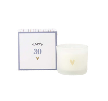 geurkaars in doosje happy 30 | white / ash blue