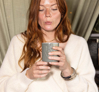 geurkaars keramiek love | dark green