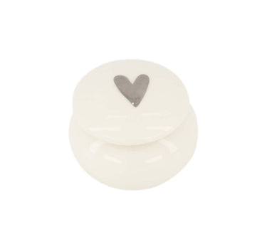 geurkaars keramiek bol met deksel zilver hartje | white