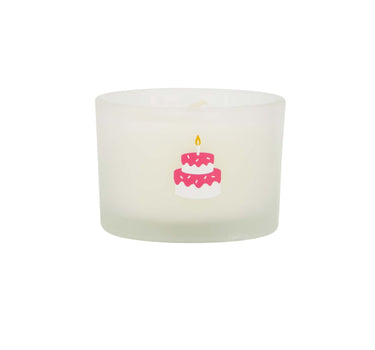 geurkaarsje glas taart wit/roze | white / pink