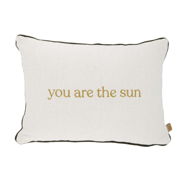 Kissen „You are the sun“ mit Herzchen, 35 x 25 cm | cremefarben / grün