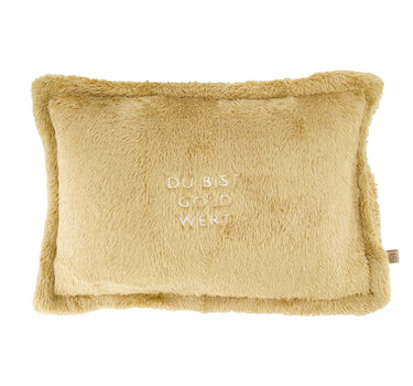 kussen fluffy du bist gold wert 35x25cm | ochre
