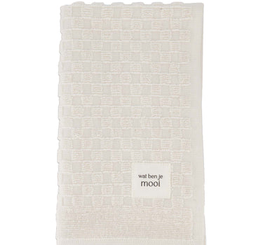 Guest towel—you're so beautiful, off-white from Zusss with a woven block pattern.
