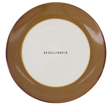 Frühstücksteller „Gemütlichkeit“ | weiß / braun