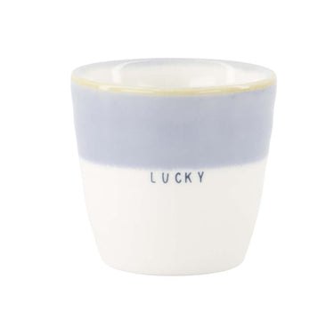 Espressotasse „Lucky“ | weiß / hellblau