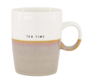 Tea Time Teacup | White / Dark Sand
