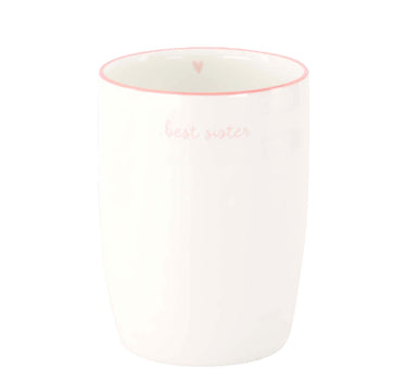Kaffeetasse „Best Sister“ | Weiß / Hellrosa