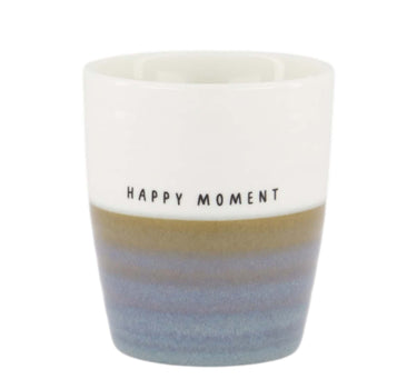 Kaffeetasse „Happy Moment“ | Weiß / Ascheblau