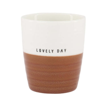 Kaffeetasse „Lovely Day“ | weiß / dunkelrot