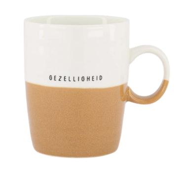 Tea Mug "Cozy" | White / Camel