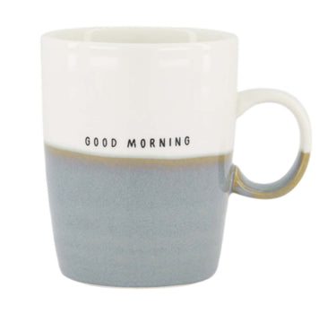 Teetasse „Good Morning“ | Weiß / Ascheblau