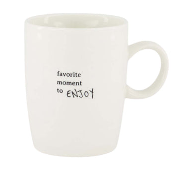 Teetasse „Favorite Moment to Enjoy“ | weiß / schwarz