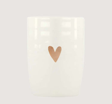 gold heart coffee mug | white