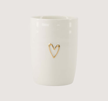 koffiemok open hartje wit/goud | white / gold