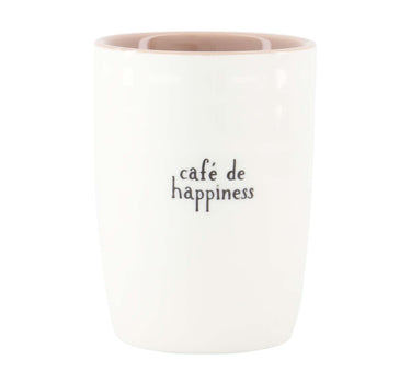 Kaffeetasse „Cafe de Happiness“ weiß/schwarz | white / black