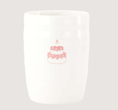 Kaffeetasse mit Tortenmotiv, weiß/rosa | white / pink