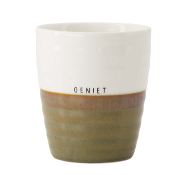 koffiemok geniet wit/donkergroen | white / dark green