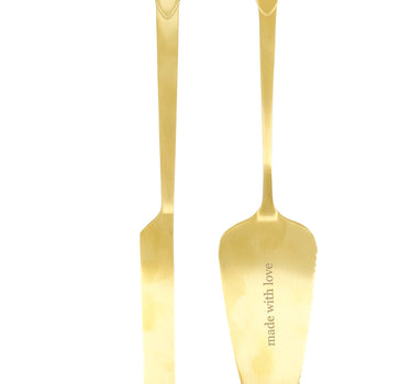 Cake Server and Cake Knife "Made with Love" Heart | gold