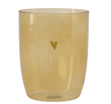 Heart-shaped drinking glass | ochre