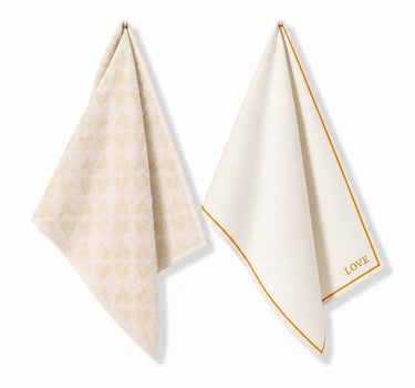 "Love" Woven Pattern Kitchen Set | White / Gold