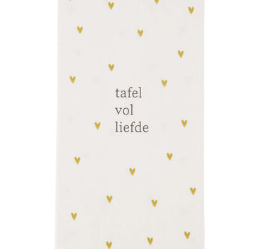 Servietten, rechteckig, mit Herzchen, Tisch voller Liebe | Weiß / Ocker