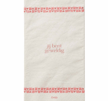 rechteckige Servietten „Du bist großartig/Love“ | weiß / rosa