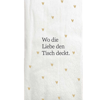 servetten rechthoek wo die liebe | white / gold
